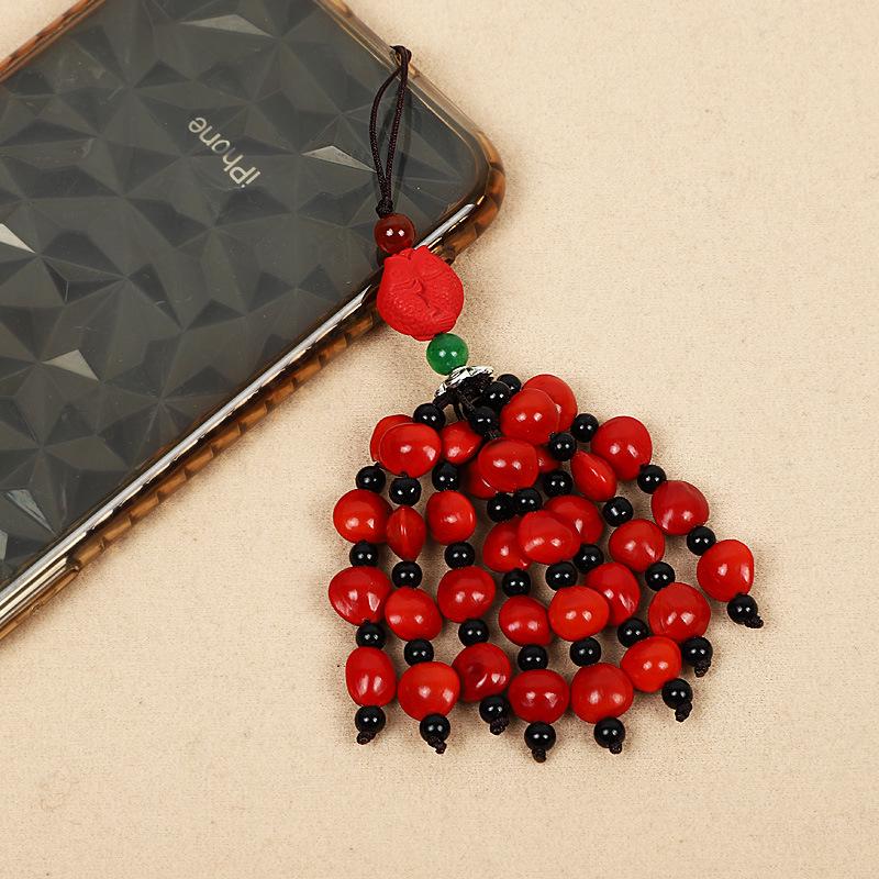 Red Beans & Acacia Bean Bodhi Phone and USB Drive Pendants, Zodiac-Themed Gifts