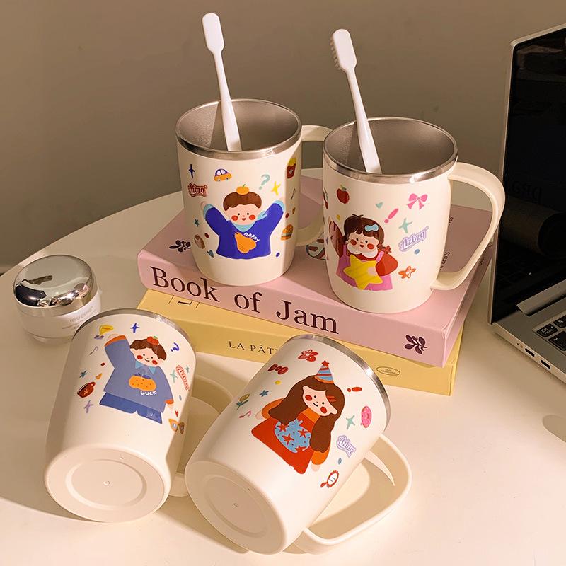 Причудливый семейный стакан из нержавеющей стали с мультяшным дизайном для зубных щеток