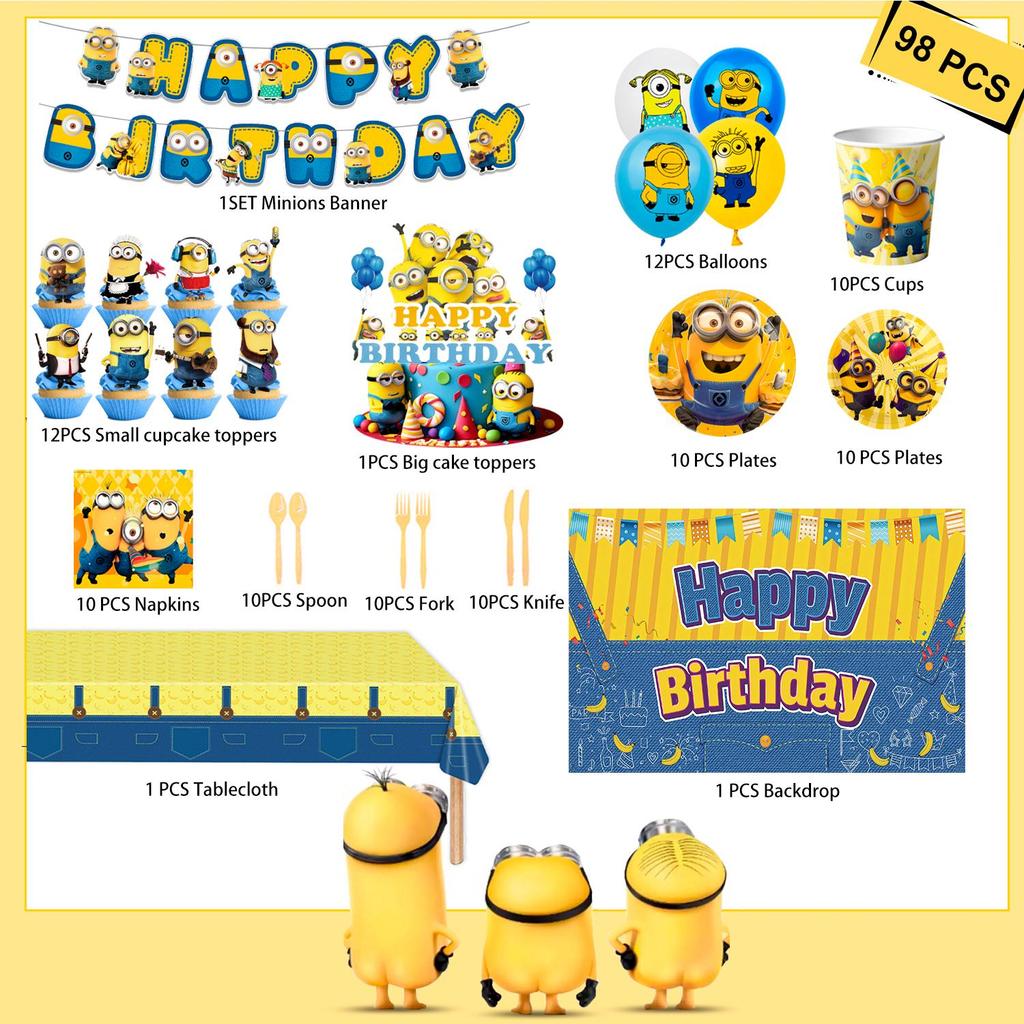 Cartoon Party Supplies, Cartoon Party Decorations & Tableware Set-Cartoon Party Plates Napkins Cups and Cartoon Birthday Banners Balloons Cake Toppers