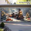 Snow scene Christmas train door decoration banner, indoor and outdoor - Winter train decoration, polyester