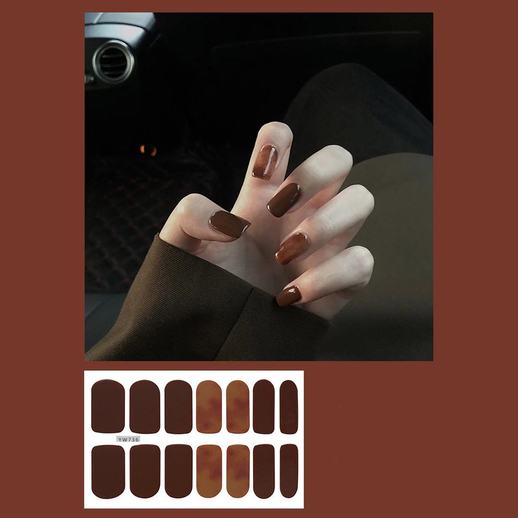 14 шт./лист, наклейки для ногтей в черно-белую полоску, готовый маникюр, быстрый Nial