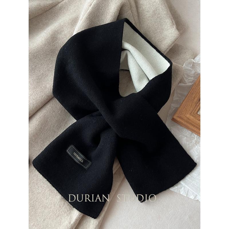 Wool Solid Color Double-sided Lazy Cross Wool Scarf Women's Winter All Match Warm Children's Parent Child Scarf