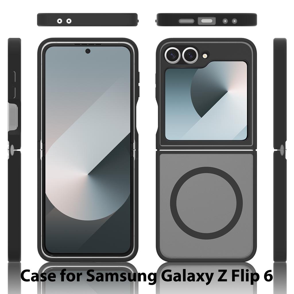 Магнитный чехол Skin Feel Shield для Samsung Galaxy Z Flip 6 7 5G Magsafe Беспроводная зарядка ТПУ Рамка Жесткая Пластиковая Крышка Телефона