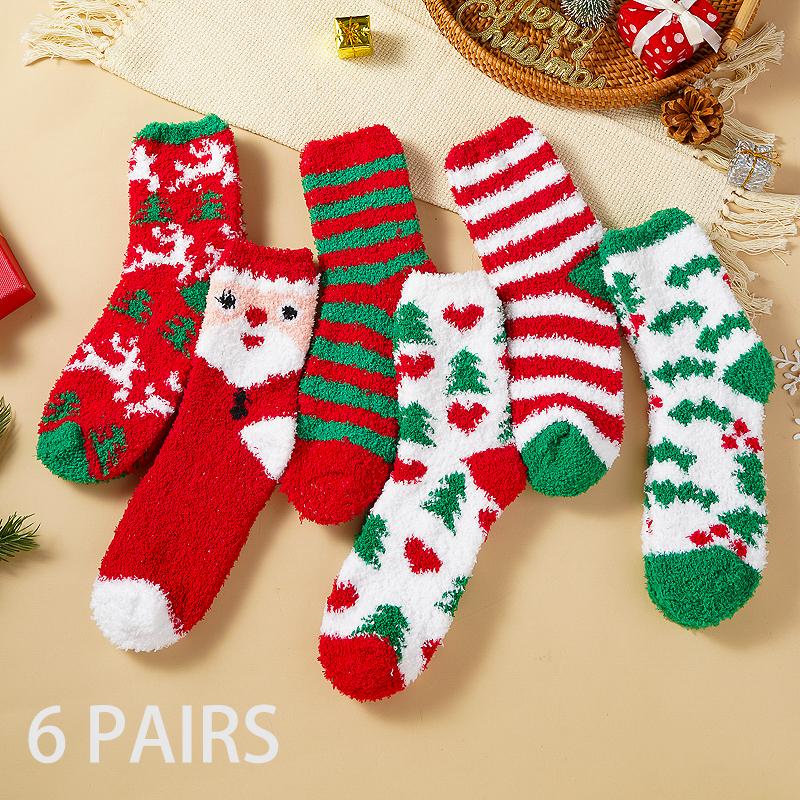 10 пар рождественских носков женские осенне-зимние теплые носки снеговик лось пряничный человечек милые мультяшные носки до середины икры Санта-Клаус