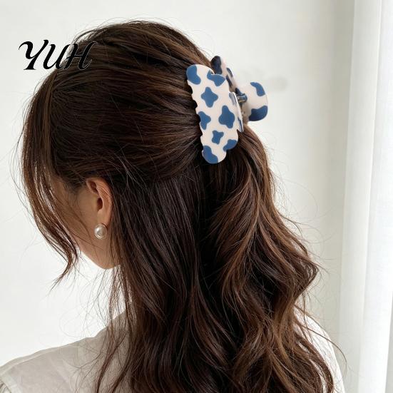Trendy Hair Clips for Travel Cow Print Claw Clip Women Girls, Cute Cloud Shape Stylish Ornaments Thick Hair, Fashion Non-slip Strong Hold Accessories