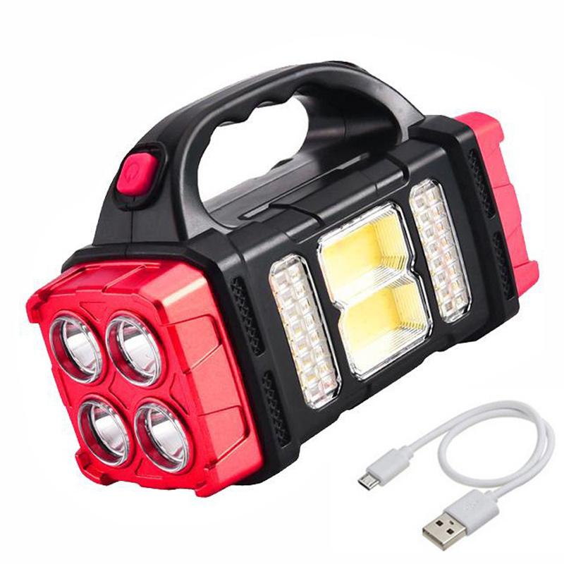 Multifunctional Solar LED+COB Light With Handle USB Charging Waterproof For Outdoor Camping Safety Emergency At Night