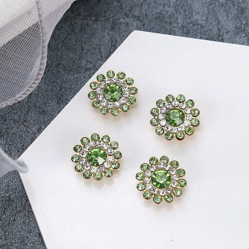 100pcs 14mm Round Plum Blossom Drill Triple Diamond Buckle Multicolor Flower Beads Round DIY Hair Accessories Colorful Double Layer Flower Rhinestones