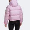Adidas Короткая женская куртка-пуховик с капюшоном и тремя полосками, розовая HG3164