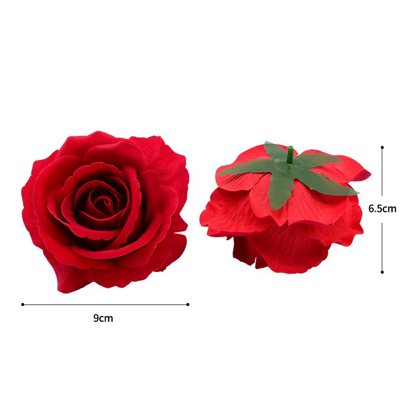 Velvet Rose Simulation Head for Wedding Display and Decoration – Silk Flower Arch & Brooch Decor.