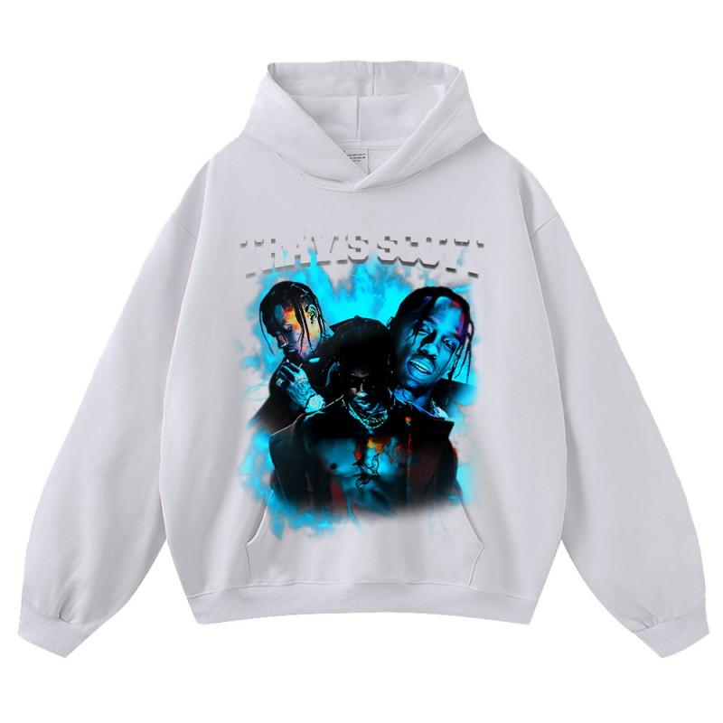 Oversized Cotton Graphic Hoodie Men - Distressed Washed Streetwear Sweatshirt With Front Pocket