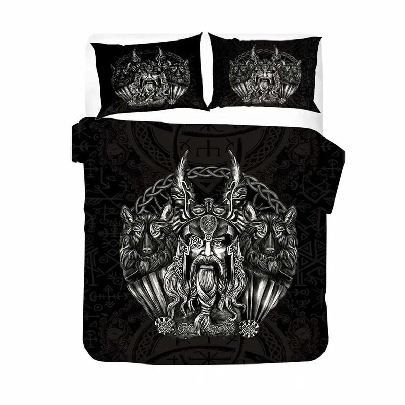 Viking Duvet Cover Collection Mjollnir Bedding Collection Scandinavian Folklore Motifs Northern Germanic Culture Comforter Cover Pillowcases