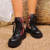 Модная платформа Современные ботинки Обувь Женская 2024 Ботильоны Женские Женские Смешанные цвета На шнуровке Круглый носок Средний каблук Обувь больших размеров Женская