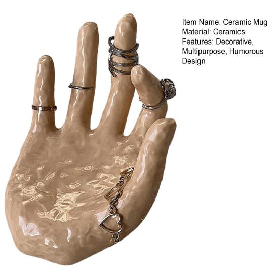 Кружка для ковыряния в носу Смешная кружка-нос с ручкой-пальцем Керамическая чашка для хранения с рельефной ручкой-ладонью Подставка для колец для украшения дома и офиса Подарок