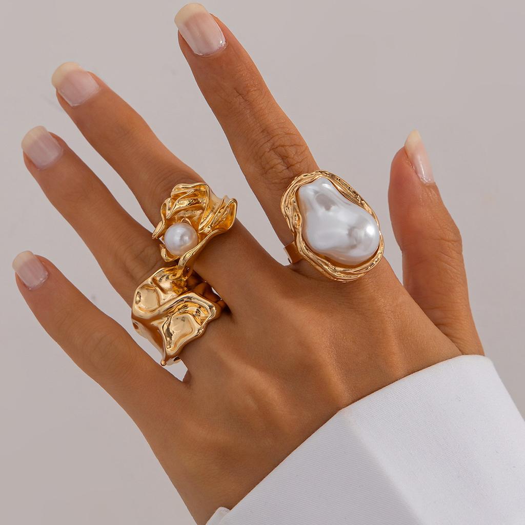 2025 Vintage Metal Sea Star Shell Rings Set Petal Flower Water Drop Open Rings for Women Goth Geometric Ring Daily Zircon Gifts