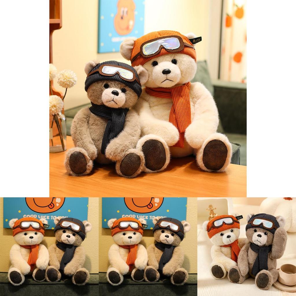 Teddy Bear Plush Toy With Hat And Scarf Design For Holiday Gift And Home Decor