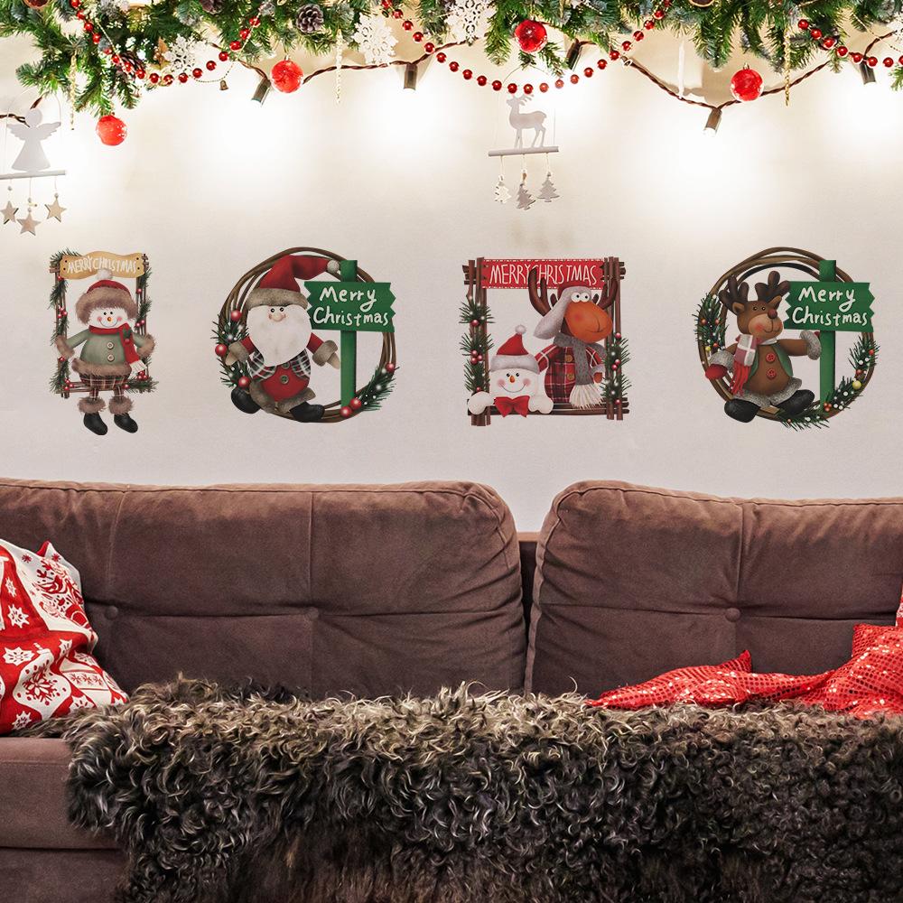 Рождественский слоган, мультяшная кукла Санта-Клаус, украшение стены спальни, гостиной, наклейки