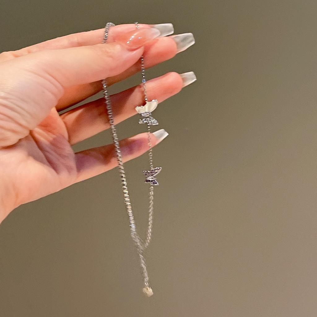 Double-Layer Exquisite Small Butterfly Bracelet 2023 Diamond-Embedded High-Grade INS Style Special-Interest Design Girlfriends Zircon Bracelet