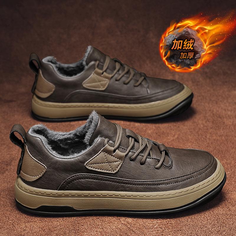 Мужская обувь Зимняя платформа Универсальная спортивная повседневная обувь Персонализированная трендовая мужская кожаная обувь Ретро модная обувь для сноубординга