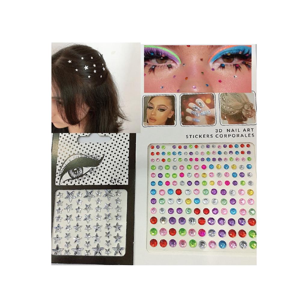 Наклейки для лица, ногтей и волос для макияжа, кристаллы, самоклеящиеся — 130 шт.