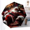 1pc Christmas Santa Claus Automatic Opening/Closing Umbrella, Festive Gift for Fans, Travelers & Daily Use, Portable 3-Fold Design with Iron Frame, Ou