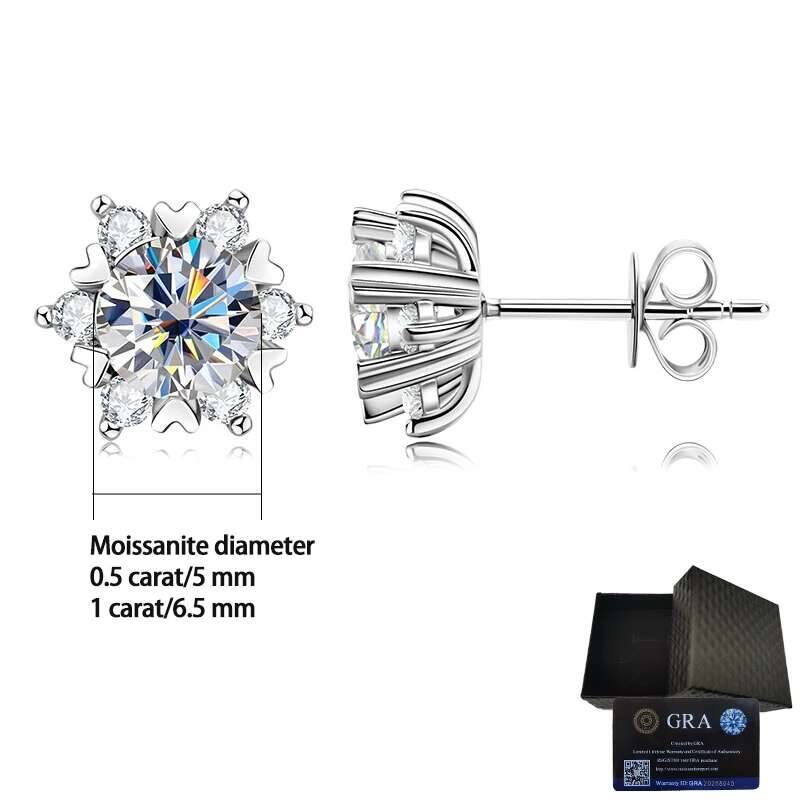 Серьги-снежинки из серебра S925 с муассанитом для женщин, модный и классический дизайн с 6 крапанами, в качестве подарка на День святого Валентина для друзей