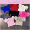 Color Solid Double Ball Knitted Cap Beanie With No Brim For Winter Use Daily