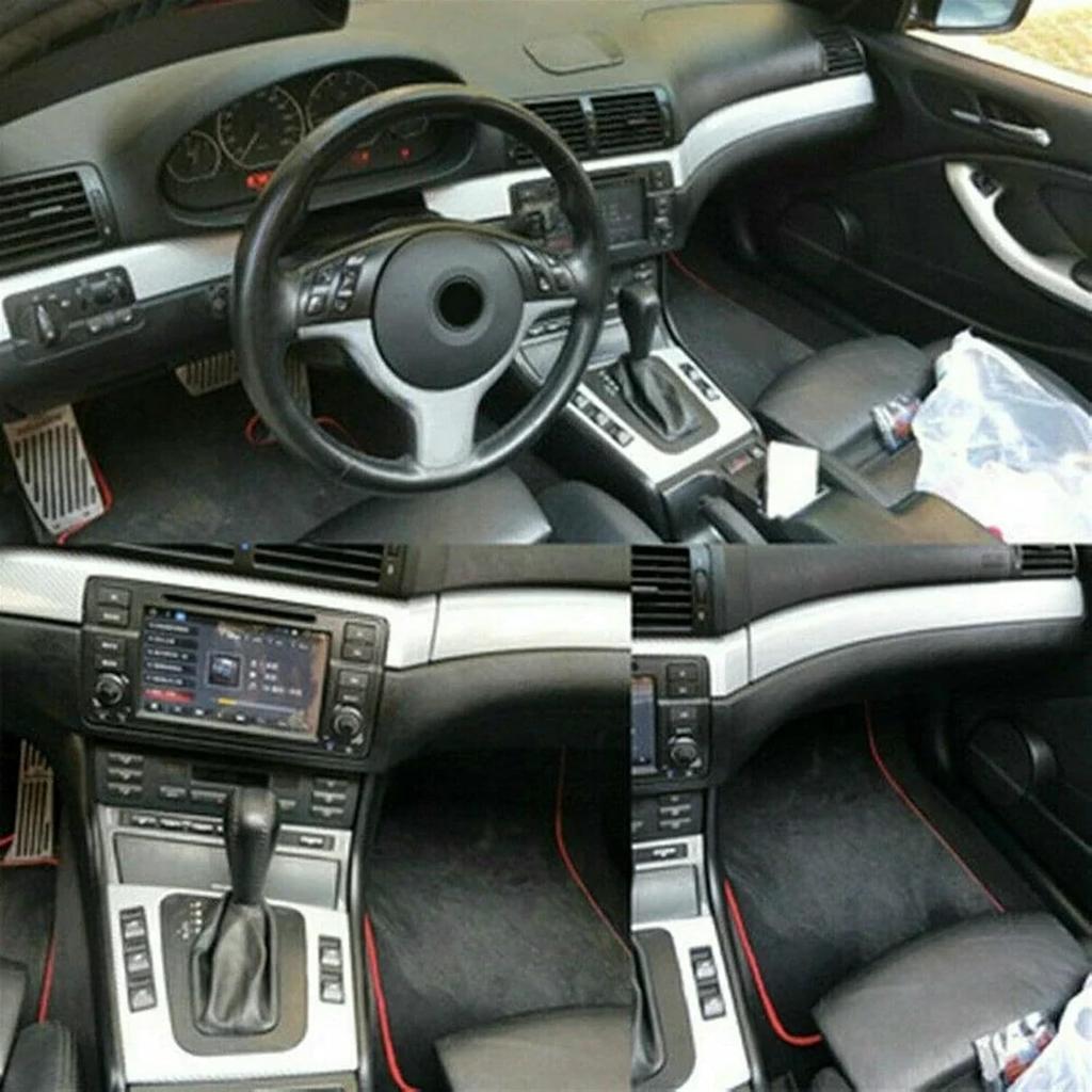 Молдинг салона автомобиля, отделочная полоса, совместимая с BMW- 3 серии/E46 1998-2005, наклейка из углеродного волокна на приборную панель, аксессуар для салона автомобиля