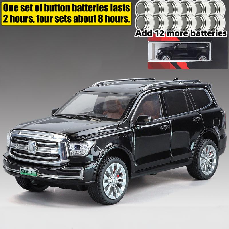 1:24 Great Wall Tank 500 Среднеразмерный Роскошный Внедорожник SUV Металлическая Модель Литая Машинка Симуляция Звука и Света Коллекционные Подарки