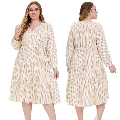 Элегантное и красивое платье больших размеров с длинными рукавами, идеально подходящее для весенних случаев