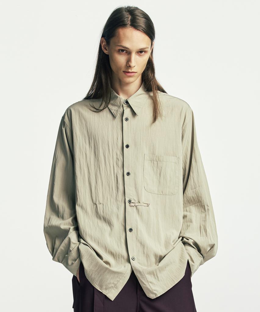 SSY [Pin Set] Wrap Pin Drap Shirt Beige