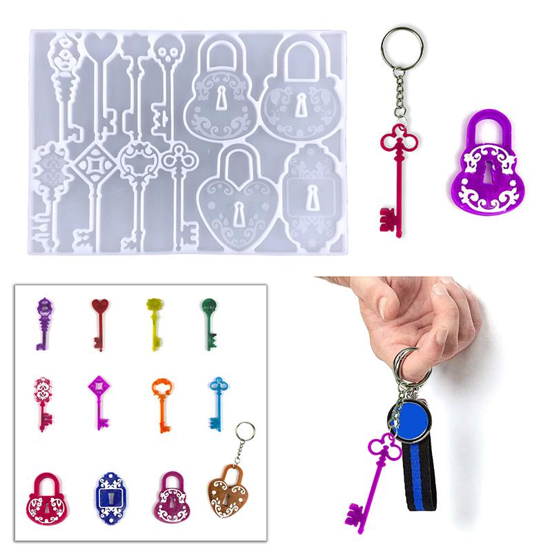 Новый ключевой замок, силиконовая ювелирная смола, эпоксидная форма, кулон, брелок, литейная форма
