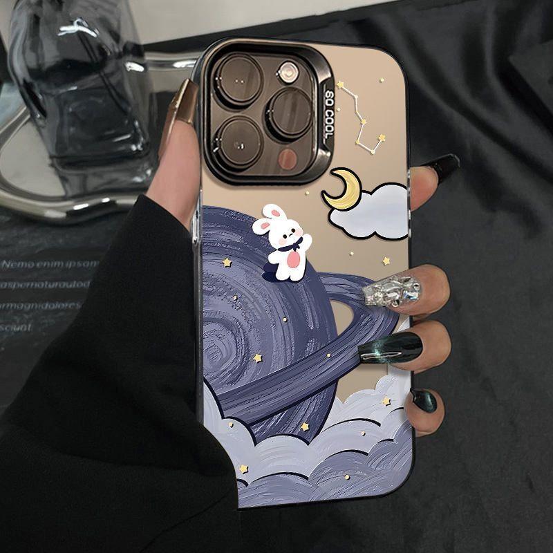 Чехол для телефона 'Планета Зайчик' для iPhone 15 17 17Air 14 13 12 11 Pro Max Plus 7 8 16E Прозрачный противоударный чехол Жесткая крышка