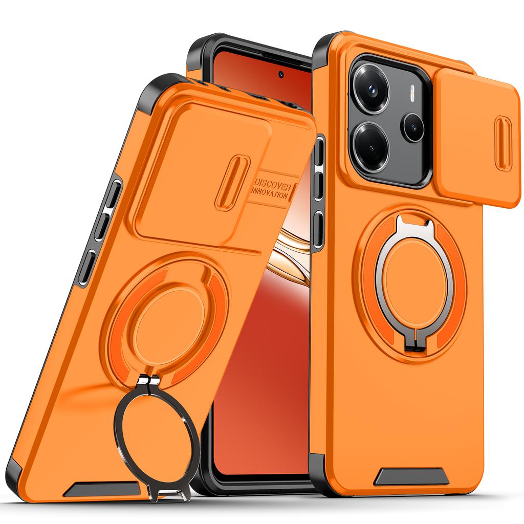 Магнитный Металлический Кольцо-Подставка Чехол Для Xiaomi Redmi Note 14 4G 163.3mm EU 164.8mm Note14 5G 162.4mm Сдвижное Окно-Защита Камеры Чехол для Телефона