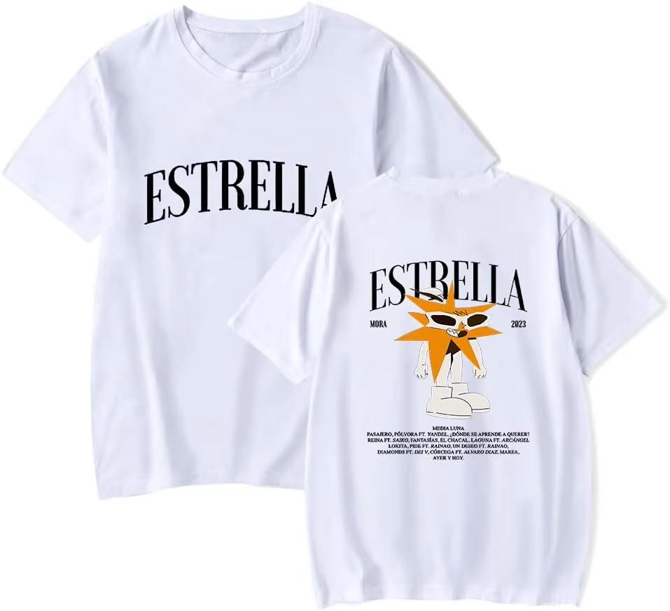 Men's and Women's Comfortable Unique Cotton Mora Merch Album Estrella T Shirt Short Sleev Classic Print Top Tee Unisex