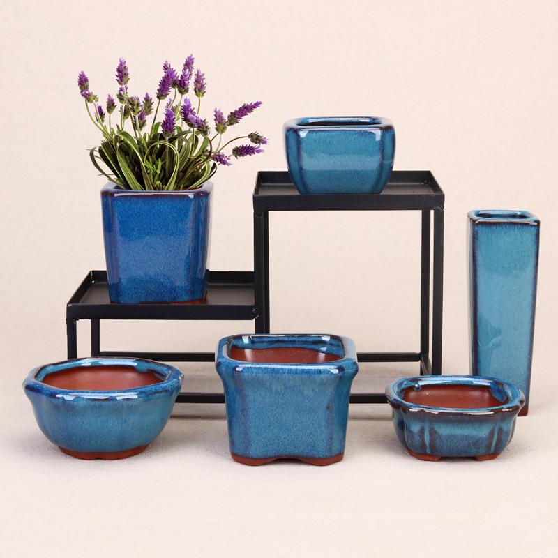 Zisha Ceramic Palm-Sized Succulent Pot for Living Room or Office, Breathable Bonsai Planter