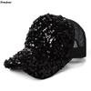 Бейсболки с пайетками, женские сетчатые кепки с козырьками в стиле пэчворк, шляпы от солнца для свадебных вечеринок, рок-н-ролльные кепки для девочек, блестящие кепки Snapback