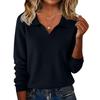Women's Fashionable Casual Long-sleeved Knitted V-neck Sweater Top