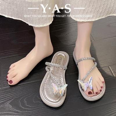 Вечерний ветер стразы закрытый носок французские тапочки фея ветер сандалии весна и лето новая обувь серебристые сандалии женская обувь