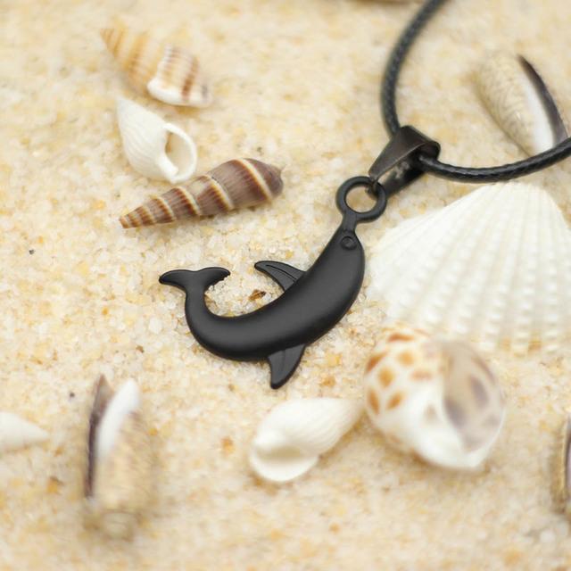 Ожерелье с подвеской «Океанские животные», простое черное, с регулировкой цвета, кожаная цепочка-чокер, ювелирные изделия в стиле бохо, мужские аксессуары, женская бижутерия