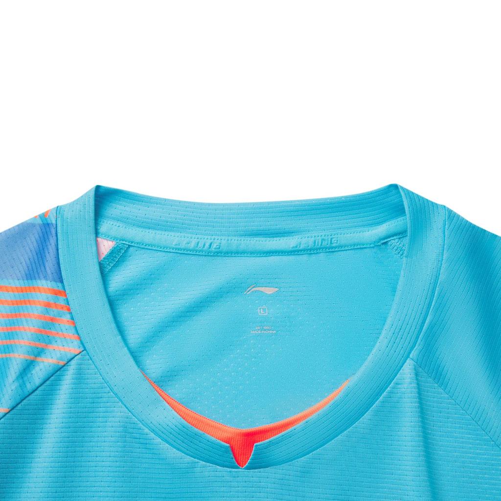 Спортивная футболка с коротким рукавом Li Ning серии Table Tennis, удобная, дышащая, унисекс, топ, цвет Дельфиний синий AAYV119-2