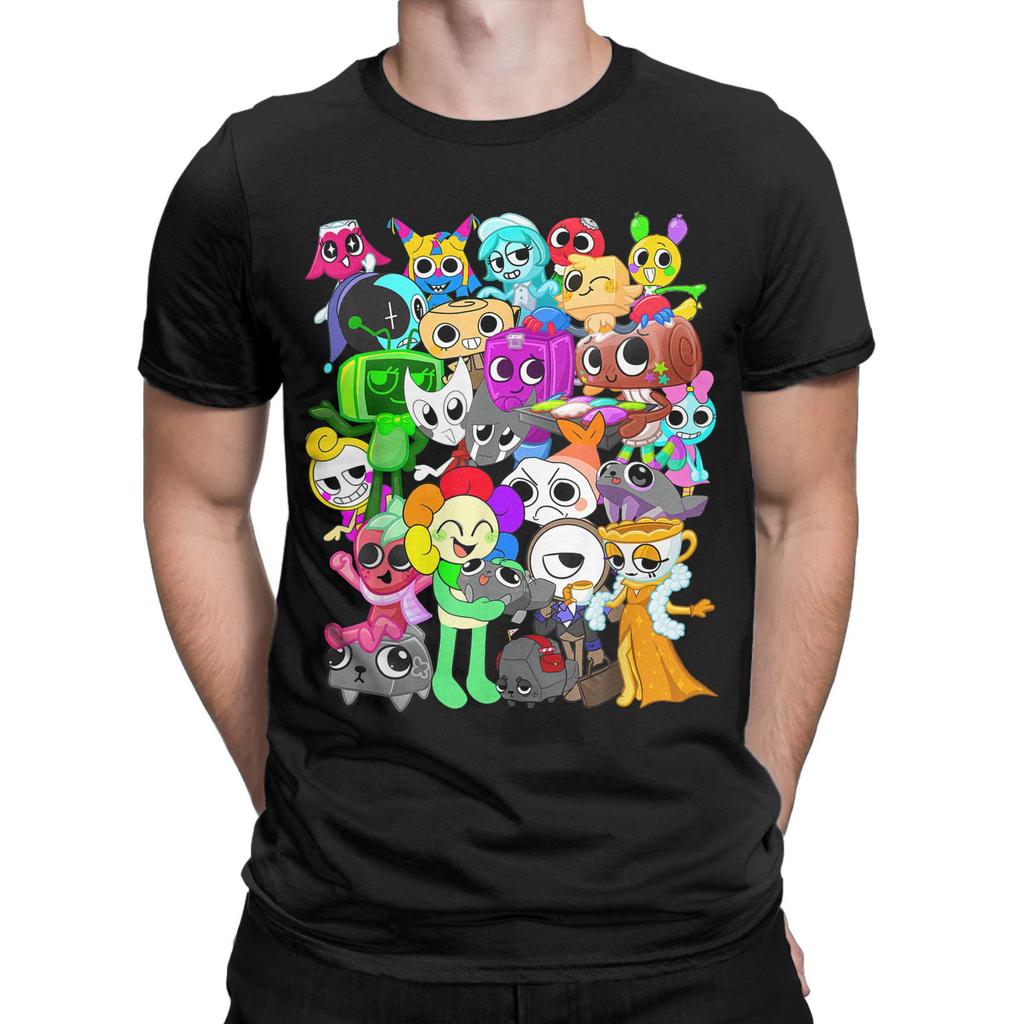 Dandy's World Group Shot T-Shirt for Men Cartoon Cute Casual Pure Cotton Tee O Neck Short Sleeve T Shirts Plus Size Merchandise