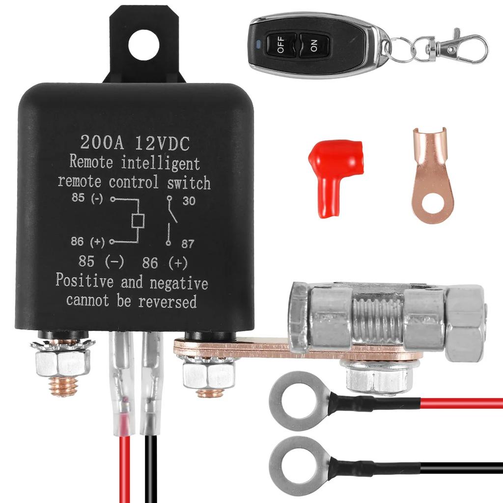 Battery Switch Relay 12V Remote Battery Kill Switch Car Batterys Disconnect Relay Anti-Theft Shut Off Switch Battery Isolator