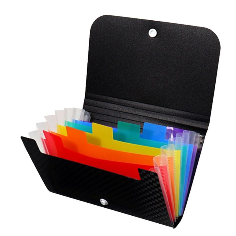 Small File Wallet Receipt Folder A6 Accordion Folder 7-layer 13-layer File Case Water Repellent with Self-adhesive Index Tabs