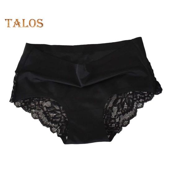 Женские трусы средней талии с кружевной отделкой, закрывающие ягодицы, бесшовные, однотонные, эластичные, удобные, повседневные, спортивные трусы