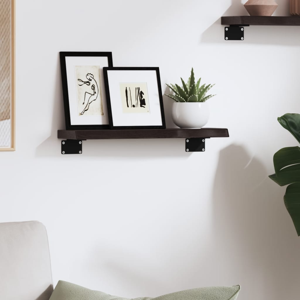 Wall Shelf Dark Brown 40 x 10 x 2 cm Solid Oak Treated
