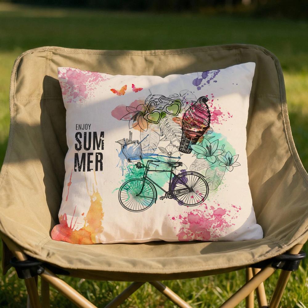 Country flower bicycle Cushion Cover Soft Reversible Durable Pillow Cover MultiScene Use for Home Car Daily Comfort