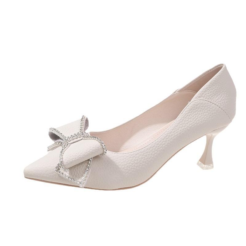 Женские туфли-лодочки на шпильке, модные, со стразами, на тонком каблуке, рабочие туфли, новые весенне-осенние 2024 года, высококлассные, с темпераментом, одинарные туфли