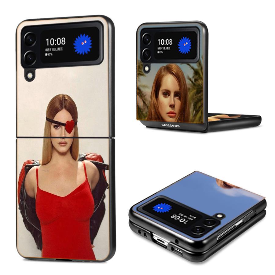 Singer Lana D-Del Rey Phone Case For Samsung Z Flip 7 6 5G Galaxy Z Flip4 Z Flip5 Z Flip3 Coque Black Hard PC Shell Protective C
