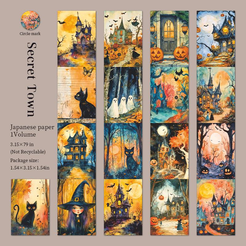 2m/roll Celtic Town Series Decor Halloween Washi Tape Creative Planner Handbook Collage DIY Scrapbook Material Masking Tape