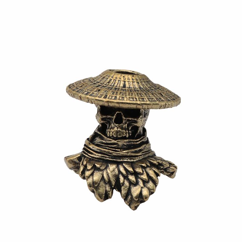 Skull Knight-errant Brass Knife Bead Punk EDC Outdoor DIY Paracord Woven Lanyard Pendant Retro Umbrella Rope Bracelets Accessory